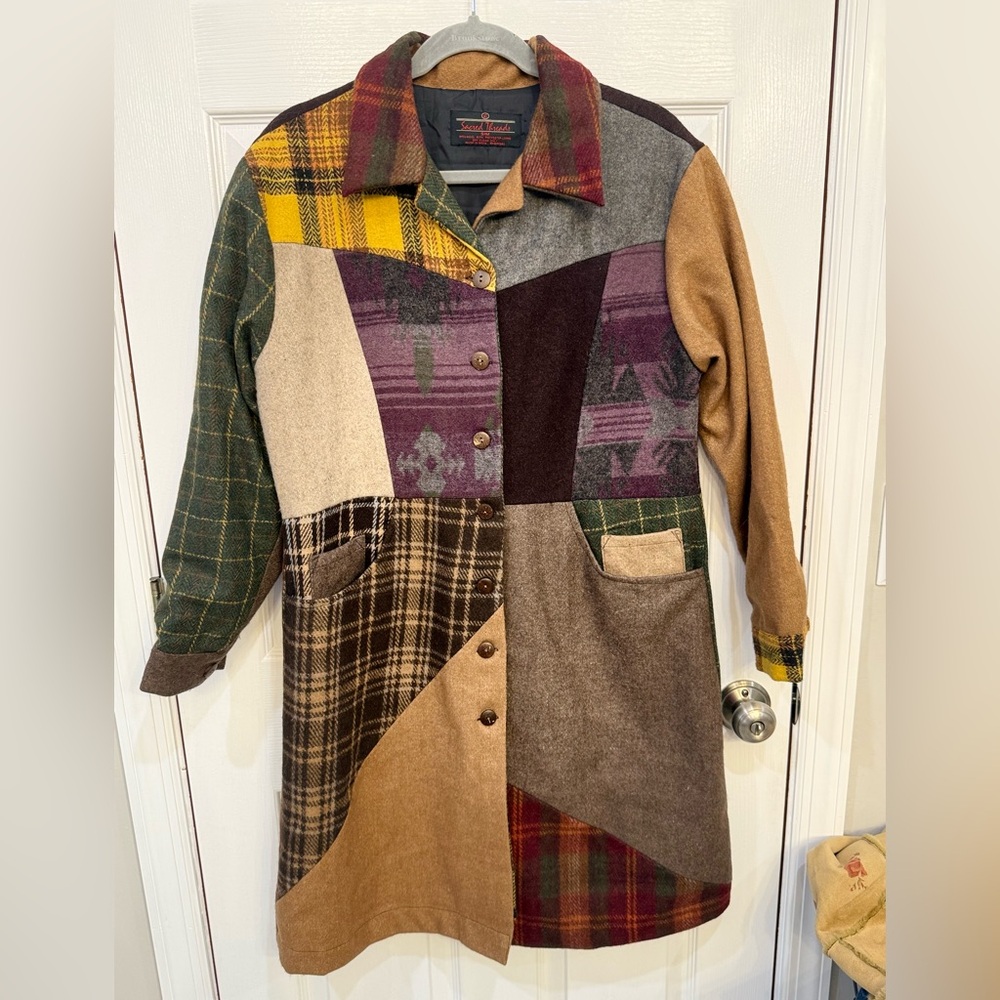 Sacred Threads Multicolor Patchwork 100 % Wool Co… - image 2
